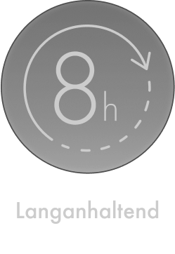 Runder schwarzer Button mit weißer Aufschrift 